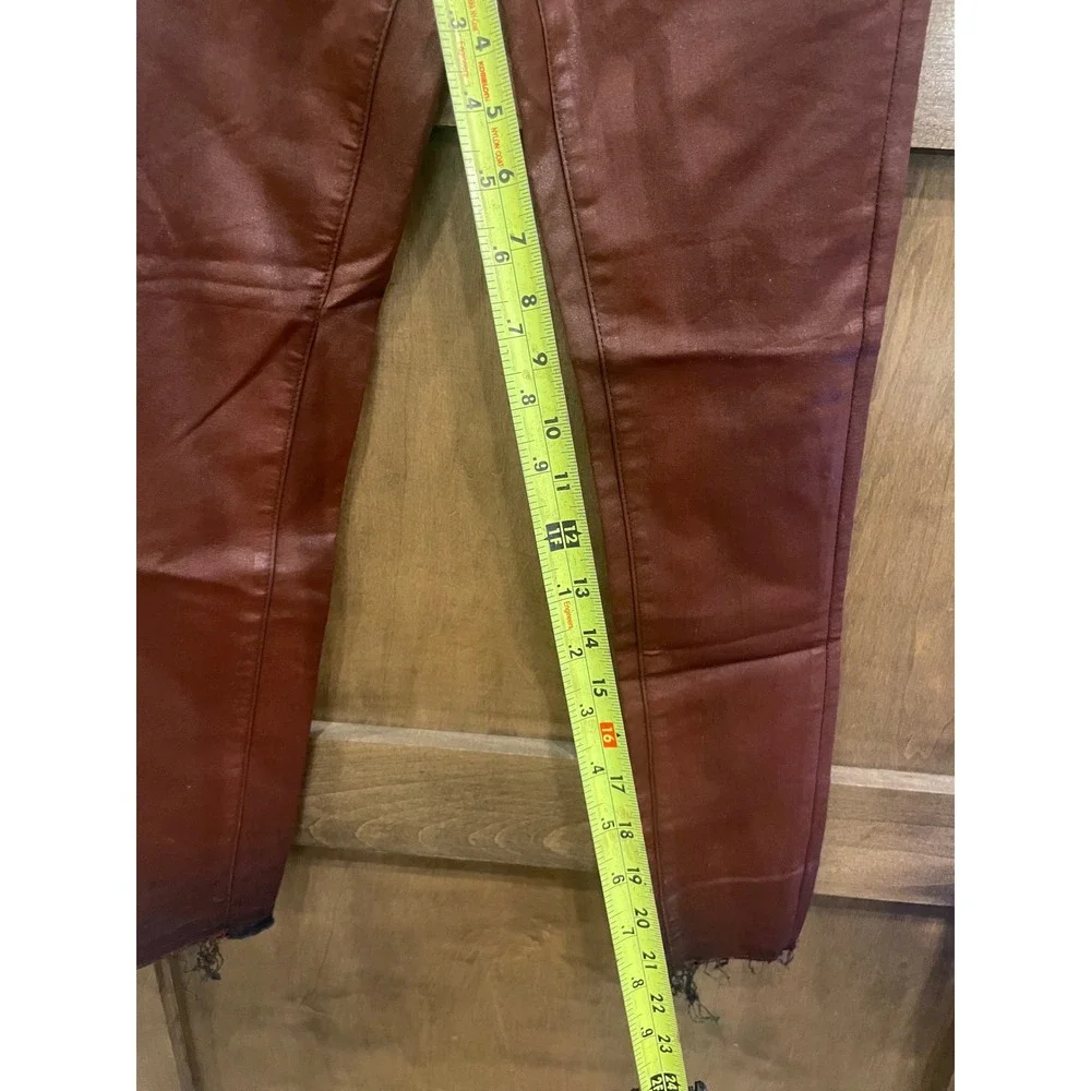Articles of Society Skinny Coated Jeans‎ Burgundy Raw Hem 5350CT-287 Size 26 NEW